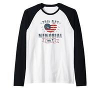 Memorial Day 25th May Patriotic Heart Flag Tribute Raglan Baseball Tee