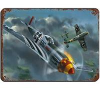 Memorial Day Decor P-51 Mustang Rust World War II Military Aircraft Independence Day Spring 12x8 in Tin Sign Home Decor Home Art Metal Signs Wall Art Wall Decor Poster