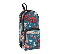 Memorial Day in The United States Pencil Case, Big Capacity Pen Bag with Compartment Students Schoolbag Shape Stationery Organizer Pencil Pouch Marker Case for School Office Work