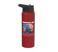 Memorial Day Never Forget Our Heroes USA Flag Soldiers Stainless Steel Insulated Water Bottle