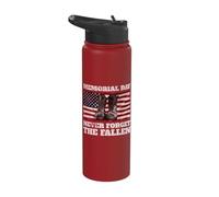 Memorial Day Never Forget the Fallen USA Flag Soldiers Boots Stainless Steel Insulated Water Bottle