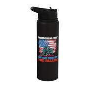 Memorial Day Never Forget The Fallen USA Flag Soldiers Stainless Steel Insulated Water Bottle