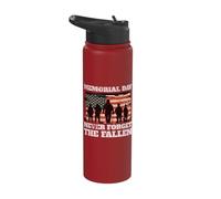 Memorial Day Never Forget the Fallen USA Flag Soldiers Stainless Steel Insulated Water Bottle
