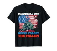 Memorial Day Never Forget the Fallen USA Flag Soldiers Value Graphic T-Shirt