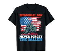 Memorial Day Never Forget the Fallen USA Flag Soldiers Value Graphic T-Shirt, Men, Black, M
