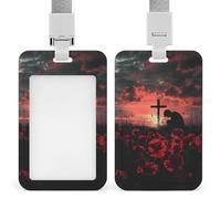 Memorial Day Patriotic American Veteran ID Badge Holder Name Card Holders Photocard Case with Lanyard for Teacher Nurse Office