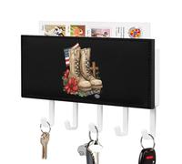 Memorial Day R.E.D United States Flag Key Holder for Wall with 5 Hooks Letter Coat Rack 4.3×7.1×1 Inches