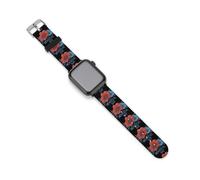 Memorial Day Red Blue Flower Silicone Watch Band Compatible with IWatch Series Ultra 1, 2, Series 9, 8, 7, 6, 5, 4, 3, 2, 1, SE