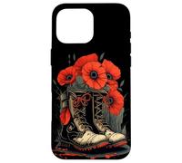 Memorial Day Red Poppy Flower Military Boots 4th of July Case for iPhone 16 Pro Max