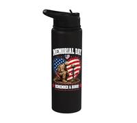 Memorial Day Remember Honor Fallen Soldier Patriotic America Stainless Steel Insulated Water Bottle