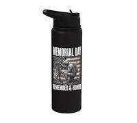 Memorial Day Remember Honor Fallen Soldier Patriotic America Stainless Steel Insulated Water Bottle