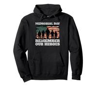 Memorial Day Remember Our Heroes USA Flag Soldiers Pullover Hoodie