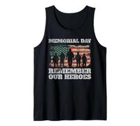 Memorial Day Remember Our Heroes USA Flag Soldiers Tank Top