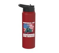 Memorial Day Remember Our Heroes USA Flag Stainless Steel Insulated Water Bottle
