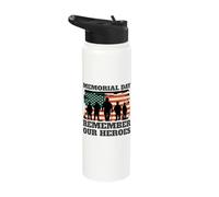 Memorial Day Remember Our Heroes USA Flag Stainless Steel Insulated Water Bottle