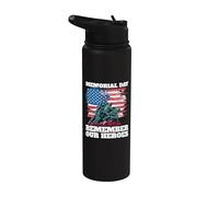 Memorial Day Remember Our Heroes USA Flag Stainless Steel Insulated Water Bottle