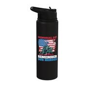Memorial Day Remember Our Heroes USA Flag Stainless Steel Insulated Water Bottle