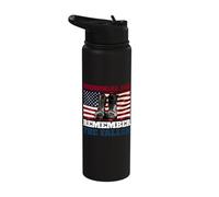 Memorial Day Remember the Fallen USA Flag Soldiers Boots Stainless Steel Insulated Water Bottle
