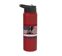 Memorial Day Remember the Fallen USA Flag Soldiers Boots Stainless Steel Insulated Water Bottle
