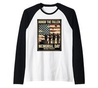 Memorial Day Veterans Tribute Never Forget Heroes USA Flag Raglan Baseball Tee