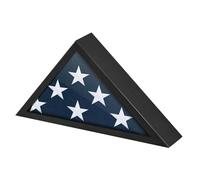 Memorial Flags Presentation Display Case - Wooden Desk Presentation Box - Wall Mounted Flag Box for Collectors Patriots Museum Office Living Room Bedroom Study Wall