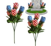 Memorial Flowers for Graves, Weather-Resistant Bouquet, Patriotic Artificial Flowers for Cemetery, for Elderly Family Friends Yard Park Backyard