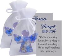 Memorial Forget Me Not Angel Keepsake Gift, Angel Pocket Hug in Memory of The Dead, Emotional grief support gifts for loss, Inspirational Message Card (2PCS)