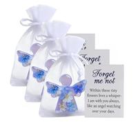 Memorial Forget Me Not Angel Keepsake Gift, Angel Pocket Hug in Memory of The Dead, Emotional grief support gifts for loss, Inspirational Message Card (3PCS)