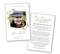 Memorial Funeral Wallet Prayer Cards. Personalised Double-Sided Memory Remembrance Card with Poem/Scripture. Laminated Premium Keepsake. Catholic/Christian/non-religious. 20/40/60/80/100. Templates