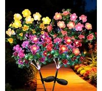 Memorial Garden Bloom Lights - Featuring Ultra-Realistic Artificial Petals, Solar-Powered & Weatherproof, Solar Azalea Flower Decor Stake Lights Outdoor for Cemetery Gravesite Yard Patio (All)