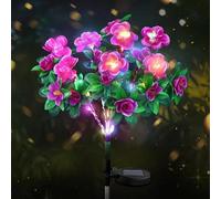 Memorial Garden Bloom Lights,Solar-Powered & IP65 Weatherproof,Solar LED Azalea Flowers Stake Light for Yard Patio Pathway Lawn Fence Cemetery (Purple)