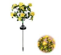 Memorial Garden Bloom Lights,Solar-Powered & IP65 Weatherproof,Solar LED Azalea Flowers Stake Light for Yard Patio Pathway Lawn Fence Cemetery (Yellow)