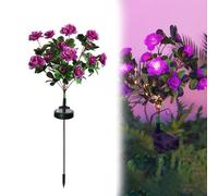 Memorial Garden Bloom Lights - Solar Powered Outdoor Flower Stakes, Ultra-Realistic Artificial Petals, Weatherproof Outside Yard Patio Lawn Decor (Purple)