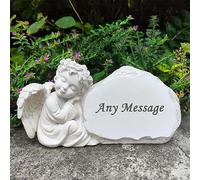 Memorial Garden Stones Angel Stones Engraved with Any Message - Personalized Remembrance Stones Grave Markers Cemetery Stones Memorial Plaques with Angel Statue, Memorial Gifts Symapthy Gifts Outdoors