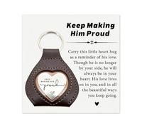 Memorial Gift for Daughter or Son, Keep Making Him Proud Heart Hug Keychain, Sympathy Bereavement Keepsake for Loss of Dad or Grandpa, Comfort Reminder Token for Grief, In Memory Gift for Hard Days