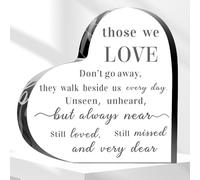 Memorial Gift Heart Shaped Acrylic Plaque Acrylic Decorative Ornament Heart Decoration Modern Home Bookshelf Office Bedroom Living Room Craft Decoration for Your Loss Loved Mother Father