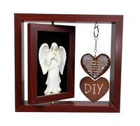 Memorial Gift Photo Frame - Double Sided Rotating Sympathy Keepsake with Dual Heart Pendants, Personalised Bereavement Gift for Loss of Loved One, Wooden Picture Frame Fits 6x4 Photos (Red Pine)