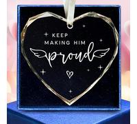 Memorial Gifts for Men - In Memory of Loved One Gifts - Bereavement, Remembrance Gift Ideas - Keep Making Him Proud Ornament - Memory Gift Ideas for Loss of Dad Father Husband Brother - Glass Ornament