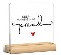 Memorial Gifts for Men, Sympathy Gifts for Loss of Dad Grandfather, Bereavement Gift, Remembrance Gift, Keep Making Him Proud Acrylic Desk Sign Decor (4 x 4 Inches)