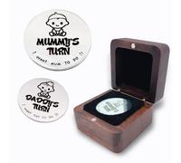 Memorial Gifts for New Parents Mom Daddy Funny Double-Sided Silver Decision Coin with Handmade Wooden Box Pregnant Gifts for First Time Moms Keepsake for Baby Memory
