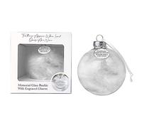Memorial Glass Bauble with Engraved Charm | 7cm Feather Filled Christmas Tree Decoration | Tribute to Lost Loved Ones