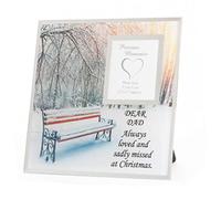 Memorial Glass Photo Frame Christmas Snowy Bench with Wording - Dad 8477