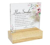 Memorial Glass Plaque on a Wooden Base - Her Smile