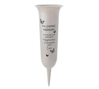 Memorial Grave Flower Pot - 33cm tall Sturdy Grey Memorial Graveside Flower Vase with Spike from the Thoughts of You range (In Loving Memory 3114)