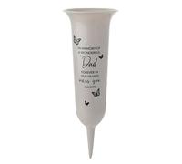 Memorial Grave Flower Pot - 33cm tall Sturdy Grey Memorial Graveside Flower Vase with Spike from the Thoughts of You range (Wonderful Dad 3091)