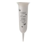 Memorial Grave Flower Pot - 33cm tall Sturdy Grey Memorial Graveside Flower Vase with Spike from the Thoughts of You range (Wonderful Mum 3107)