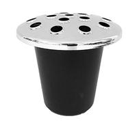 Memorial Grave Flower Pot - Memorial 12cm x 5" Round Plastic Grave Vase - Silver & Black, Weather Resistant, Outdoor Use" (1 Silver Lid 9209)