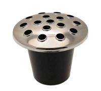 Memorial Grave Flower Vase & Replacement Stem Lid Round SILVER