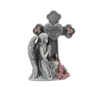 Memorial Grave Light Solar Powered Outdoor Statue for Yard, Tombstone Decor, Sympathy Cemetery Warm White LED Night Light Pathway Marker Patio Ornament Home Garden Religious Items Outdoor Statue Solar