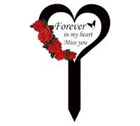 Memorial Grave Markers, Sympathy 2D Acrylic Stake for Cemetery | Elegant Memorial Grave Markers for Cemetery, Heart and Crossing Shape for Outdoors